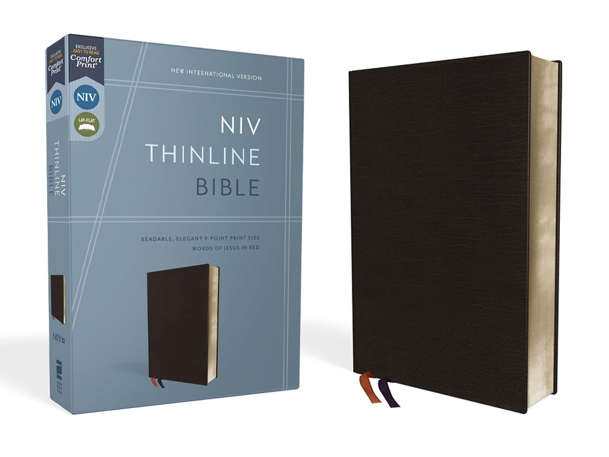 NIV, Thinline Bible, Bonded Leather, Black, Red Letter Edition (Special)