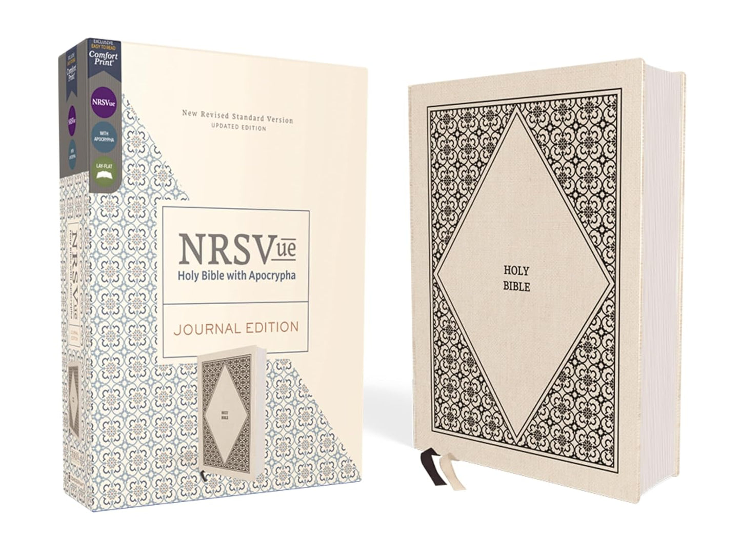 Nrsvue, Holy Bible with Apocrypha, Journal Edition, Cloth Over Board, Cream, Comfort Print
