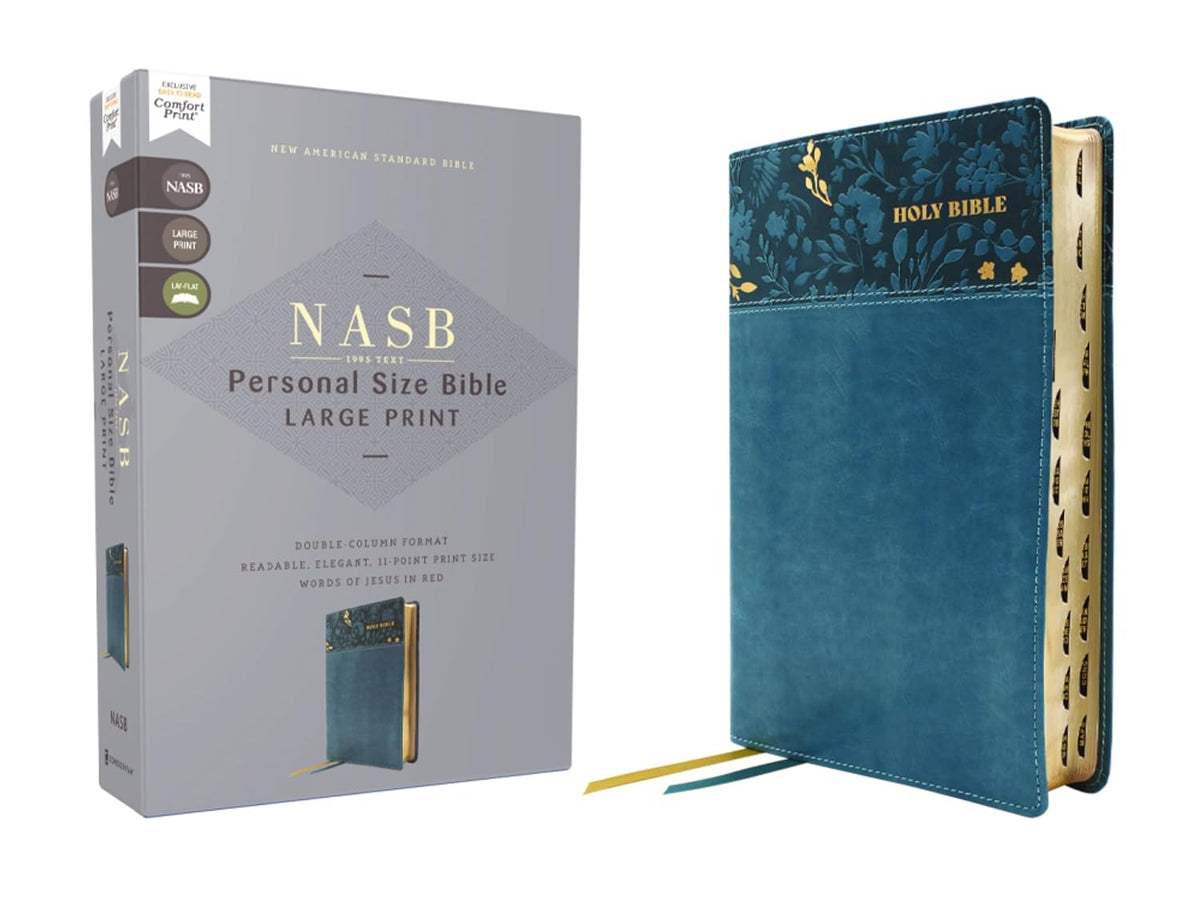 Nasb, Personal Size Bible, Large Print, Leathersoft, Teal, Red Letter, 1995 Text, Thumb Indexed, Comfort Print