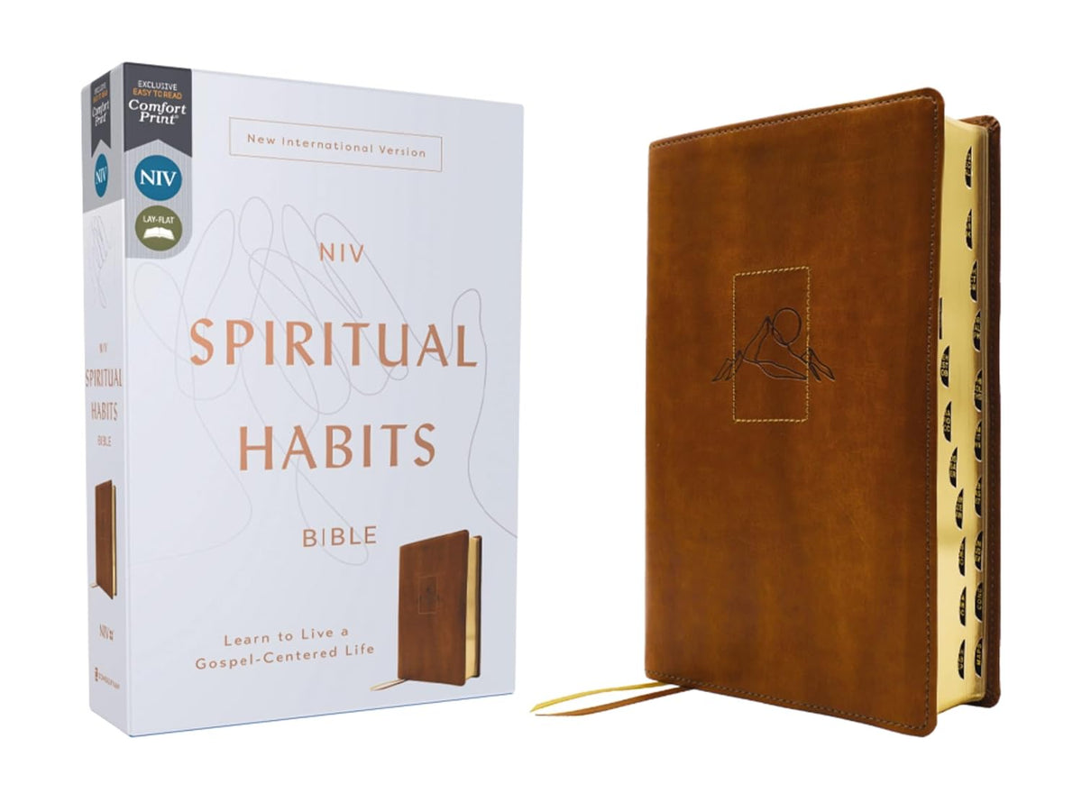 Niv, Spiritual Habits Bible, Leathersoft, Tan, Red Letter, Thumb Indexed, Comfort Print: Learn to Live a Gospel-Centered Life