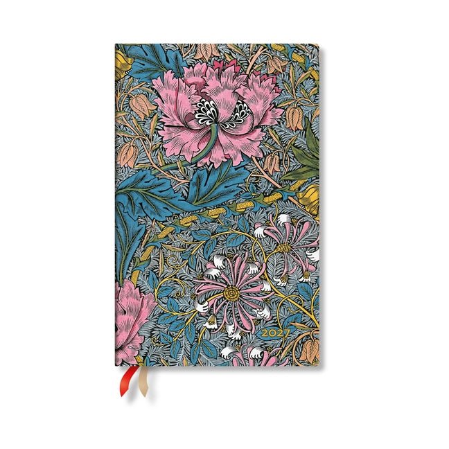 2027 Morris Pink Honeysuckle Maxi Horizontal Softcover 12-Month Weekly Planner, 176pg, 100gsm by Paperblanks (William Morris)