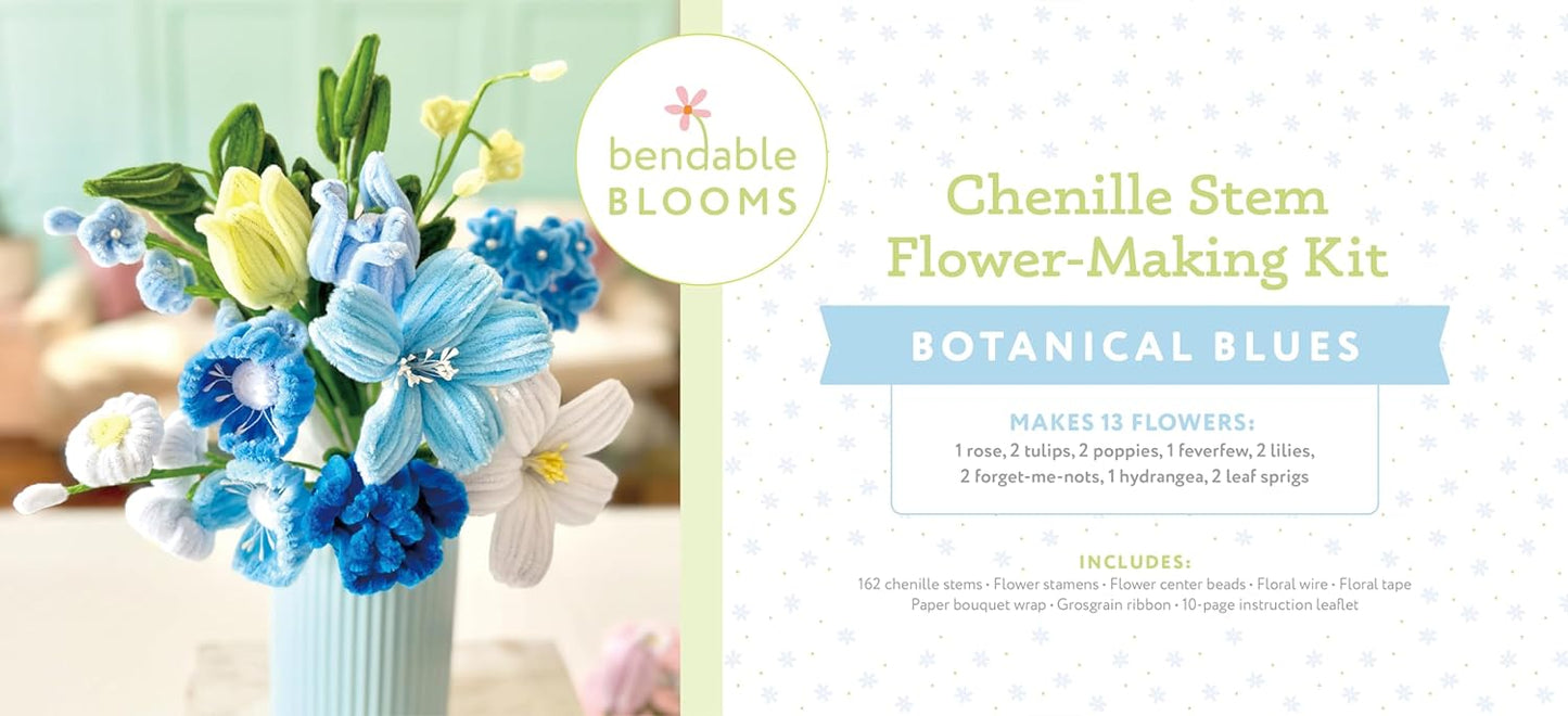 Bendable Blooms Chenille Stem Flower-Making Kit Botanical Blues: Everything You Need to Make a Beautiful Floral Bouquet: Over 140 Chenille Stems with