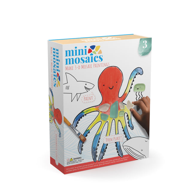 Mini Mosaics Underwater Giants: Paint and Decorate Canvas Boards with Tumbled Glass - DIY Mixed-Media Craft Gift for Ages 6 and Up