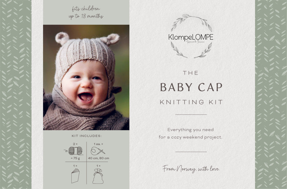 The Baby Cap Knitting Kit: Norwegian Knits from Klompelompe, 100% Wool, Bamboo Needles, Accessory Bag, Step-By-Step Booklet, and Bonus Videos; Cozy Weeken
