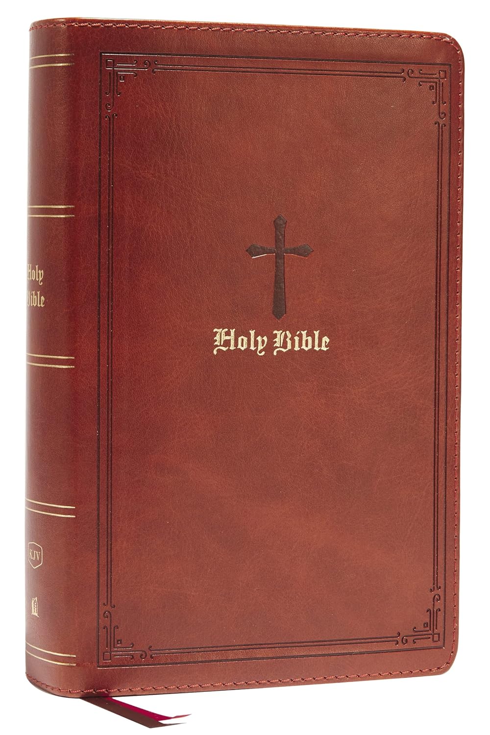 KJV Holy Bible: Large Print Single-Column with 43,000 End-Of-Verse Cross References, Brown Leathersoft, Personal Size, Red Letter, Comfort Print: King