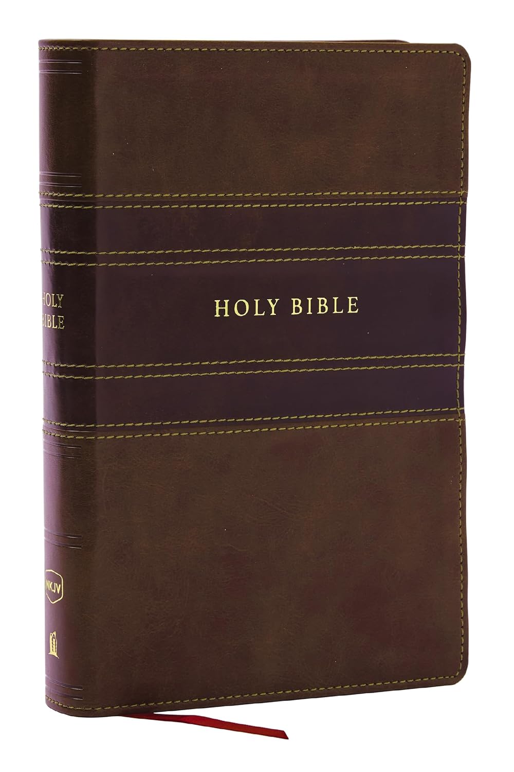 NKJV Personal Size Large Print Bible with 43,000 Cross References, Brown Leathersoft, Red Letter, Comfort Print