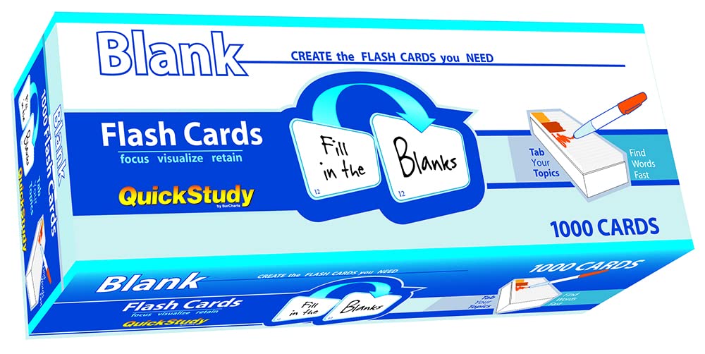 Blank Flash Cards - 1000 Cards: A Quickstudy Reference Tool (Second Edition, New Edition, Updated & Revised)