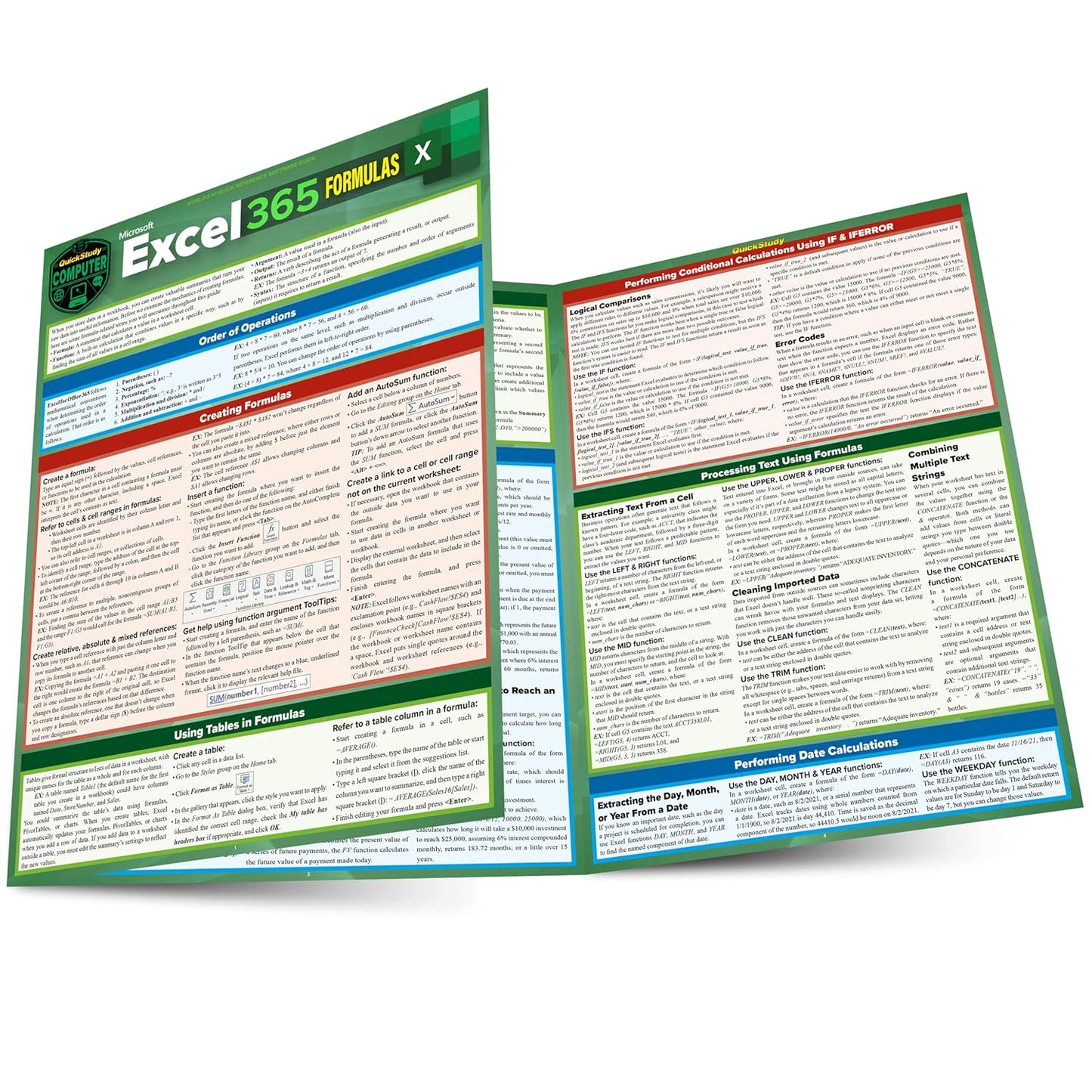 Microsoft Excel 365 Formulas: A Quickstudy Laminated Reference Guide (First Edition, New)