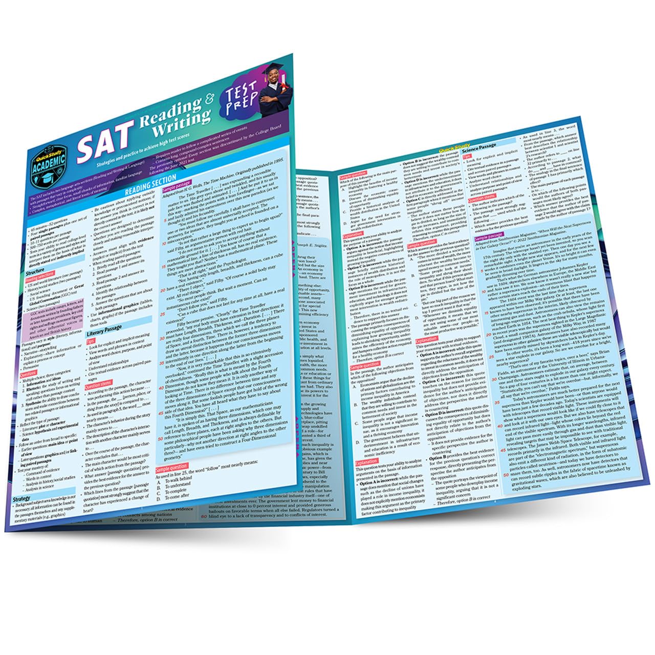 SAT Reading & Writing Test Prep: A Quickstudy Laminated Reference Guide (Second Edition, New Edition, Updated & Revised)