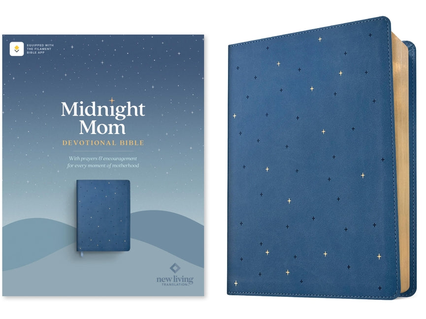 NLT Midnight Mom Devotional Bible (Leatherlike, Starlit Navy, Red Letter, Filament Enabled): With Prayers and Encouragement for Every Moment of Mother