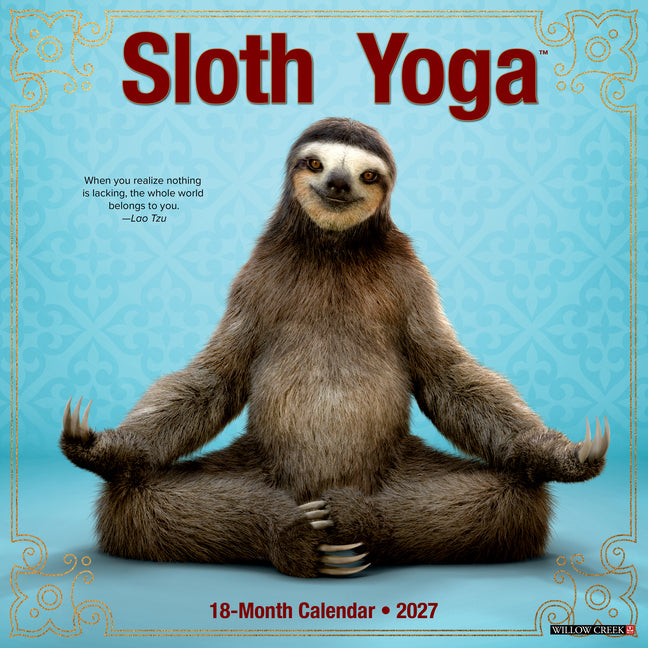 Sloth Yoga 2027 12 X 12 Wall Calendar