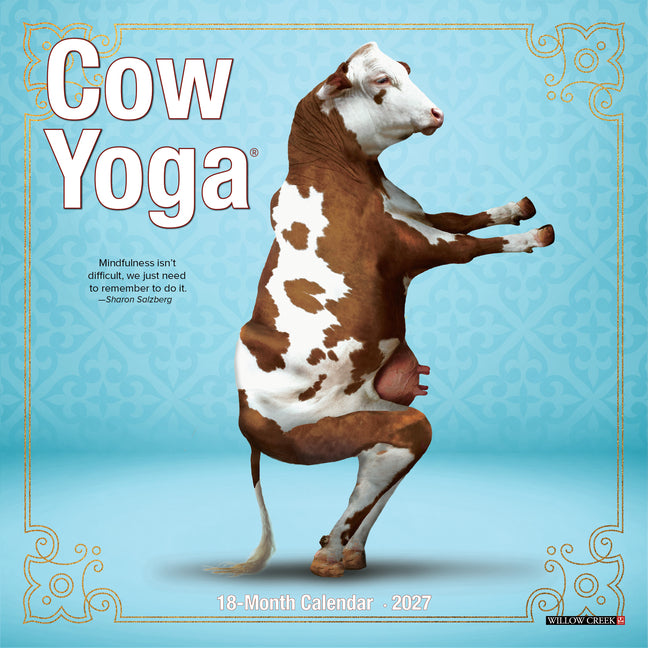 Cow Yoga 2027 7 X 7 Mini Wall Calendar