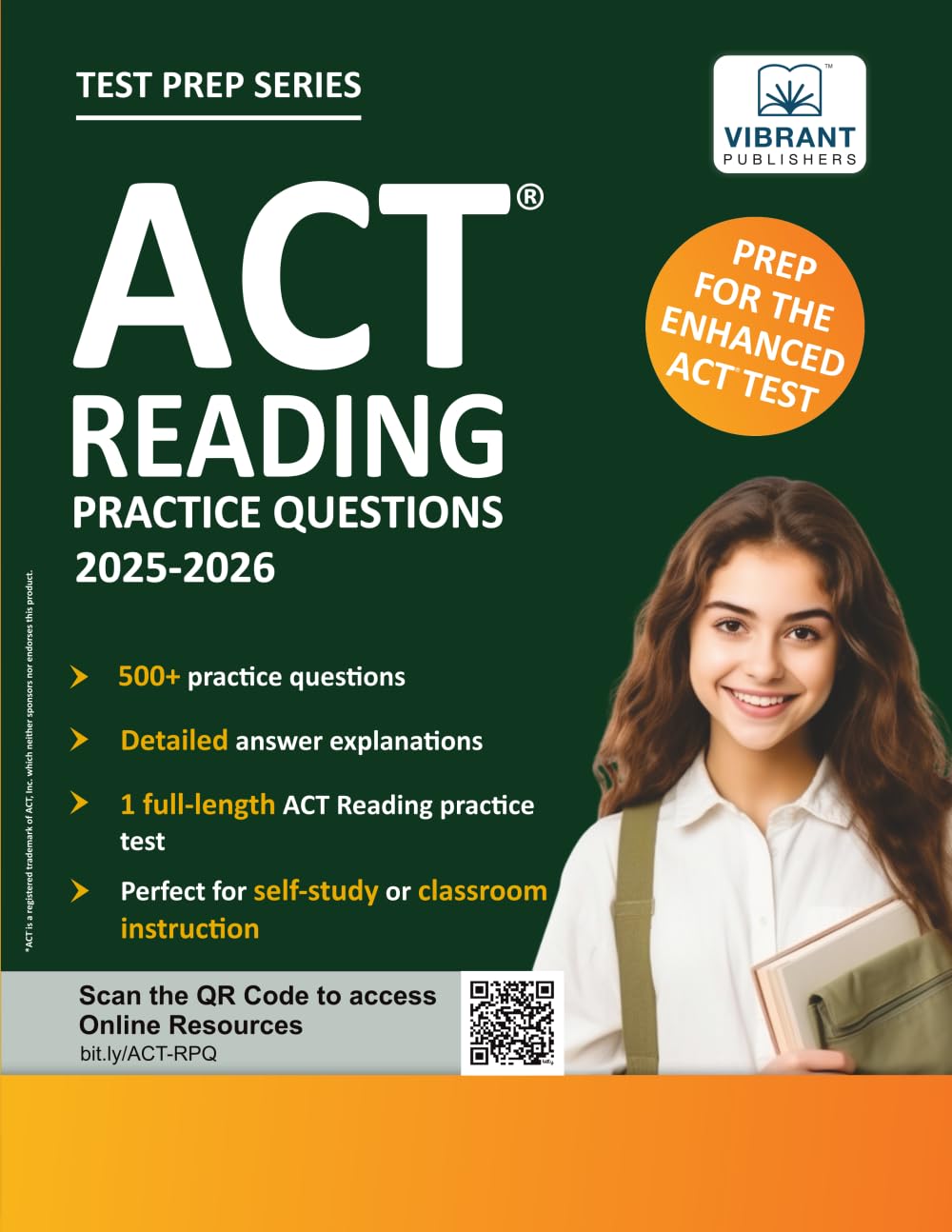 ACT Reading Practice Questions: 2025-2026: Prep for the Enhanced ACT 500+ Questions + Full-Length Test + Passage-Specific Practice + Detailed Answer E
