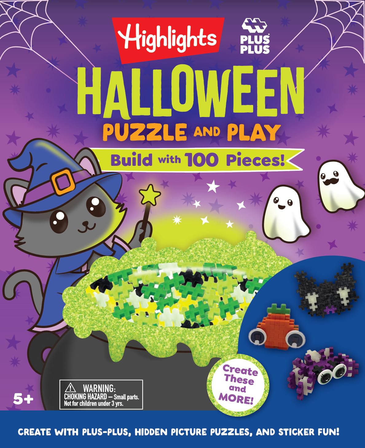 Creepy Creatures Halloween: Build, Puzzle & Play: Hidden Pictures Activity Book with 100 Plus-Plus Blocks & 50 Stickers
