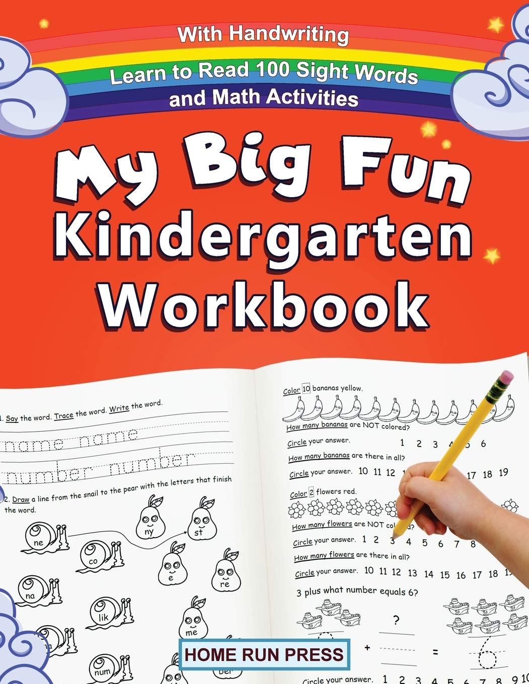 My Big Fun Kindergarten Workbook with Handwriting Learn to Read 100 Sight Words and Math Activities: Pre K, 1st Grade, Homeschooling, Kindergarten Mat