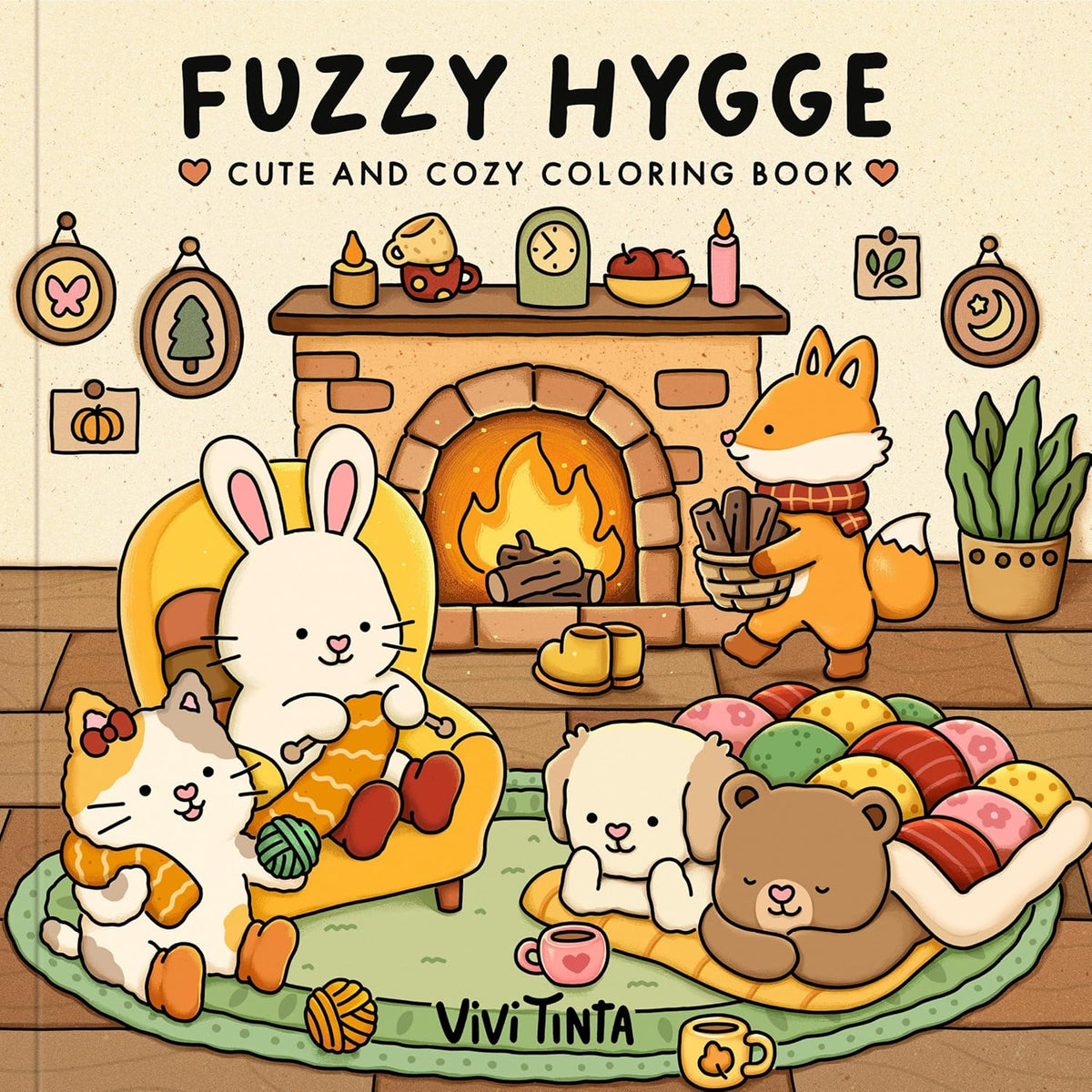 Fuzzy Hygge: Cute and Cozy Coloring Book for Adults & Teens Featuring Adorable Animals Characters for Stress Relief