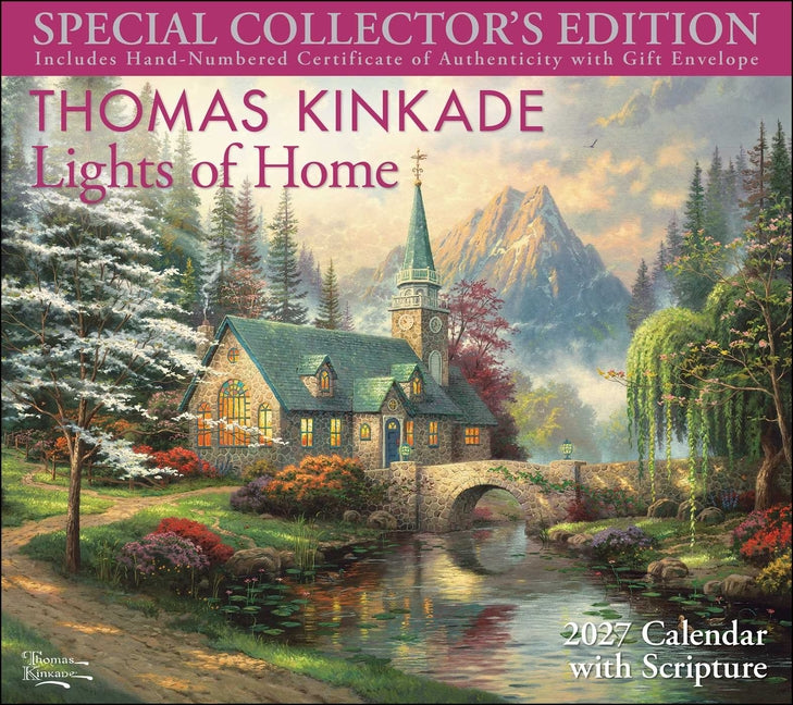 Thomas Kinkade Collector's Scripture Edition 2027 Deluxe Wall Calendar + Print: Lights of Home