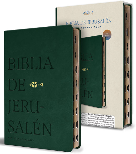 Biblia Cata3lica Biblia de Jerusala(c)N Latinoamericana, Simil Piel Verde Con A-Ndice / Spanish Catholic Jerusalem Bible, Green Leathersoft with Index