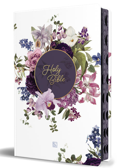 KJV Holy Bible, Large Print Handy Size Format, Hardcover, Purple Flower, Page Edge Design, Thumb Index, Ribbon Marker, and Red Letter / KJV Holy Bible