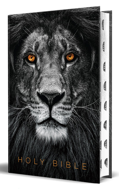 KJV Holy Bible, Large Print Handy Size Format, Hardcover, Lion of Judah, Thumb Index, Ribbon Marker, and Red Letter