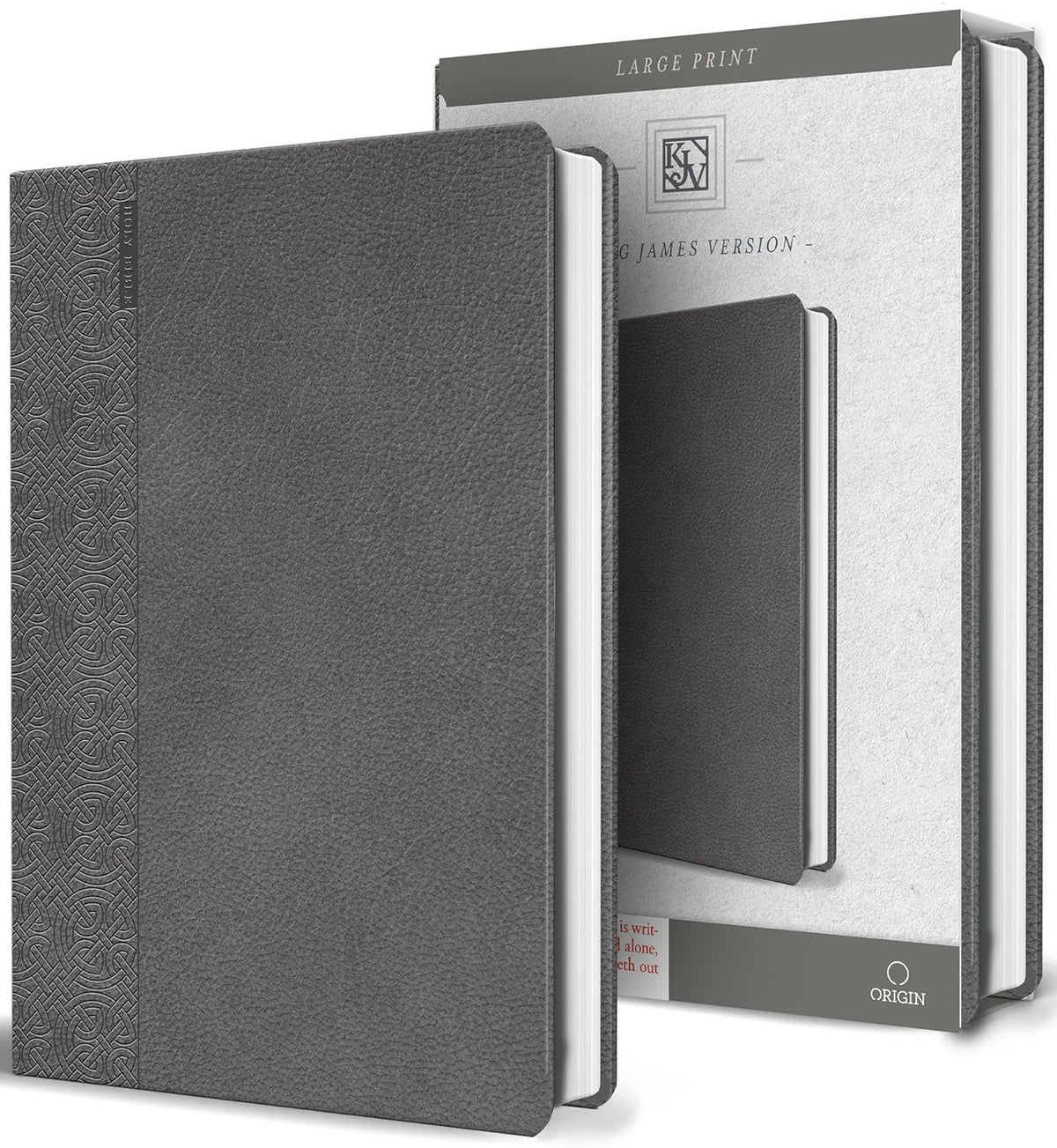 KJV Holy Bible Large Print Handy Size Gray Imitation Leather