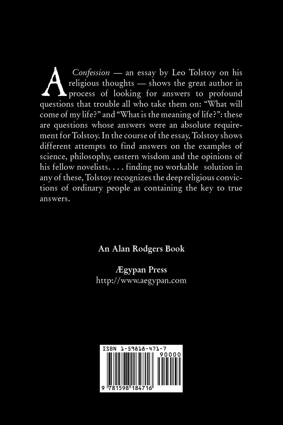 A Confession by Leo Tolstoy, Religion, Christian Theology, Philosophy