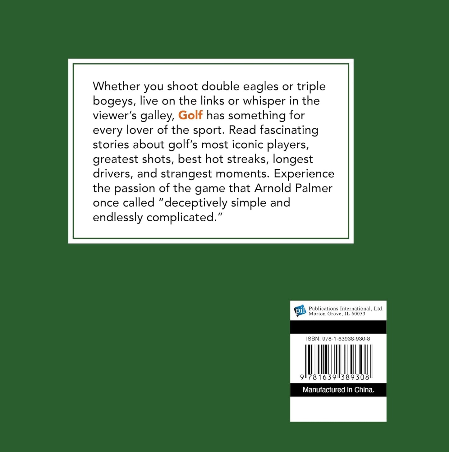 Golf: A Celebration of the Game (Player Profiles, Quotes, and Anecdotes from on and Off the Course)