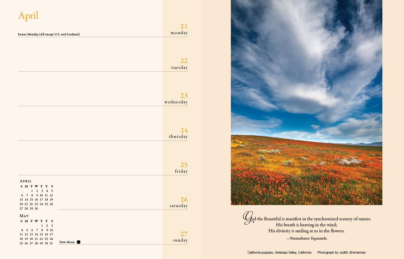 Inner Reflections 2025 Weekly Engagement Calendar, includes inspiring quotes from Paramahansa Yogananda