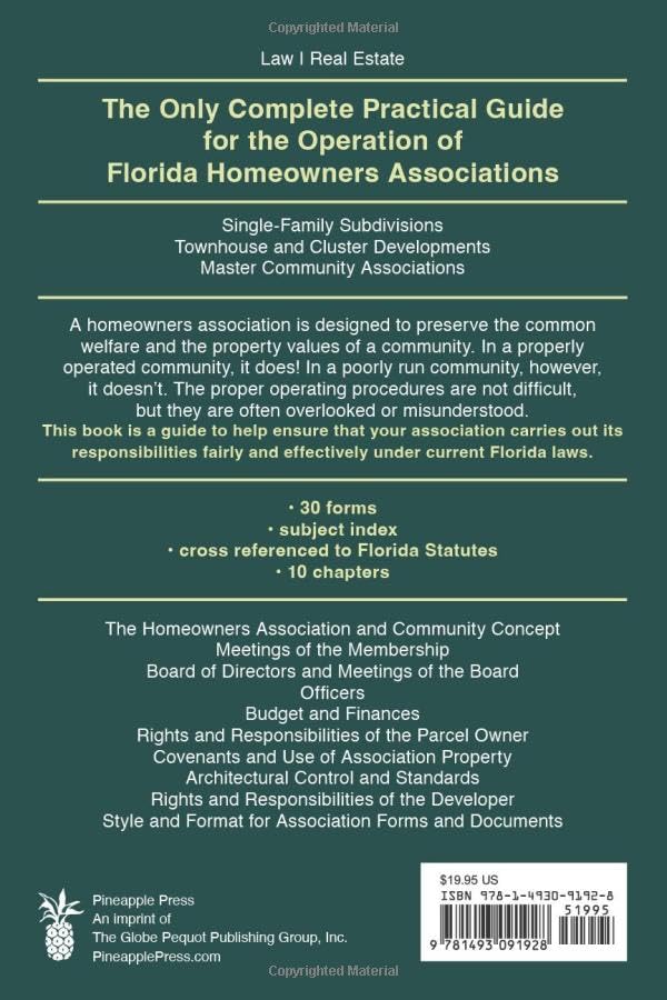 The Law of Florida Homeowners Assoc 13e (Edition, Revised)