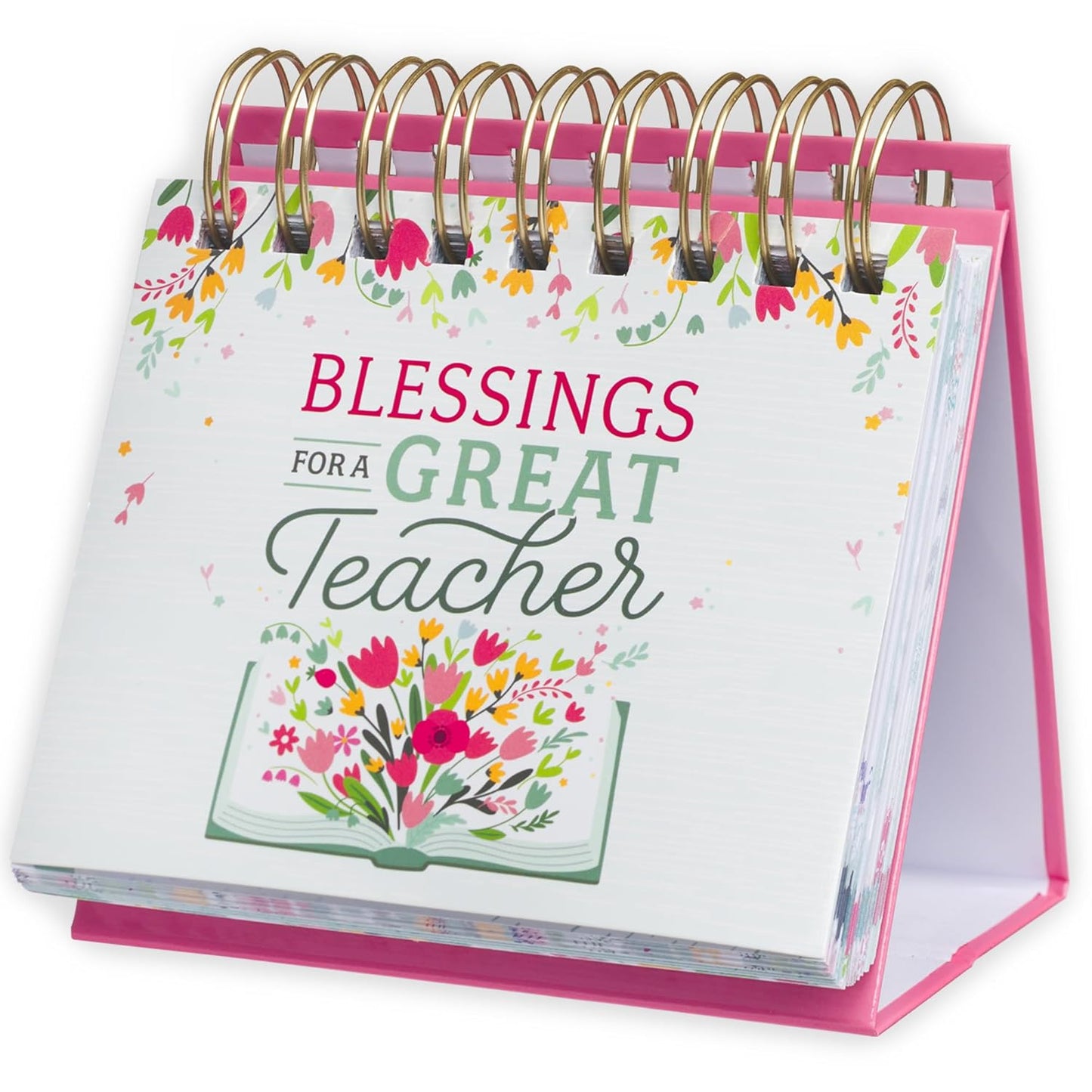 Christian Art Gifts Wirebound Perpetual Desk Calendar for Teachers: Blessings for a Great Teacher - 366 Day Double-Sided Colorful, Floral W/Daily Insp