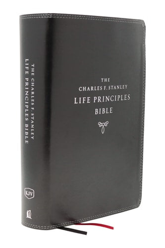 KJV, Charles F. Stanley Life Principles Bible, 2nd Edition, Leathersoft, Black, Thumb Indexed, Comfort Print: Growing in Knowledge and Understanding of God Through His Word