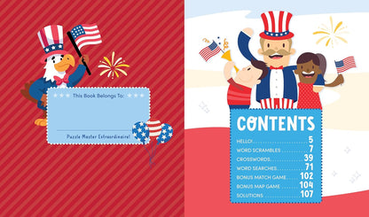 Kindkids Super Spectacular Star-Spangled Puzzle Book: A Declaration of Fun-Dependence! Including 100 Patriotic Word Searches, Crosswords, Word Scrambl