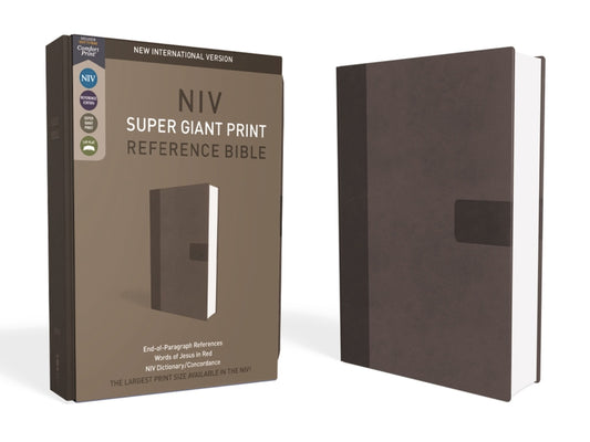 NIV, Super Giant Print Reference Bible, Giant Print, Imitation Leather, Gray, Red Letter Edition (Special)