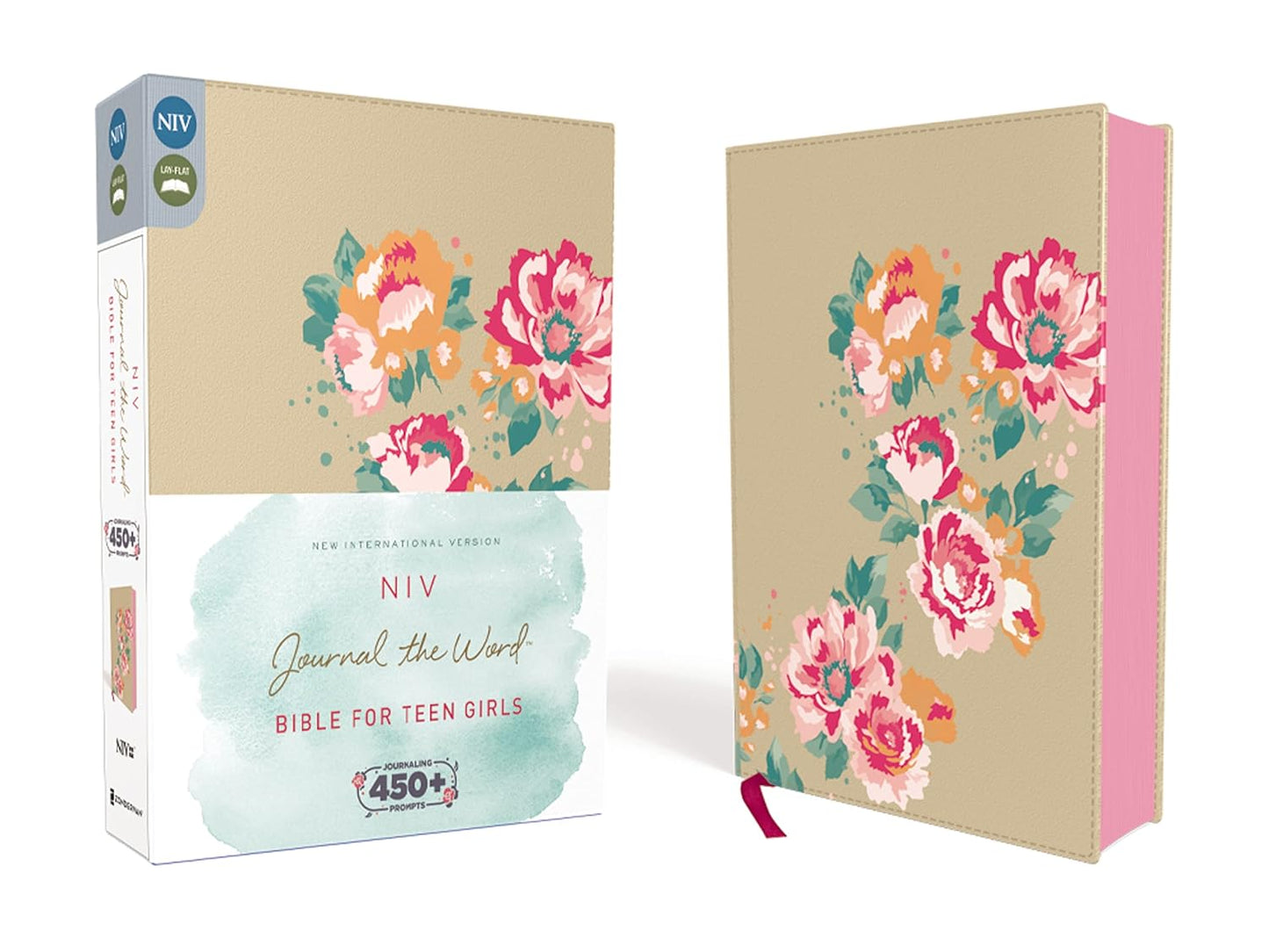 NIV, Journal the Word Bible for Teen Girls, Imitation Leather, Gold/Floral: Includes Hundreds of Journaling Prompts! (Special)