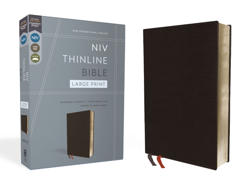 NIV, Thinline Bible, Large Print, Bonded Leather, Black, Red Letter Edition (Special)