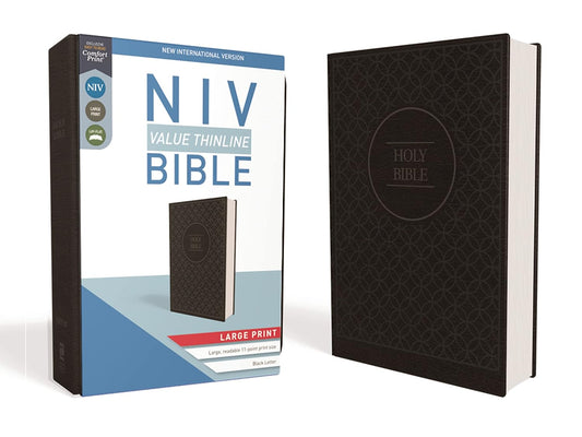 NIV, Value Thinline Bible, Large Print, Imitation Leather, Gray/Black (Special)