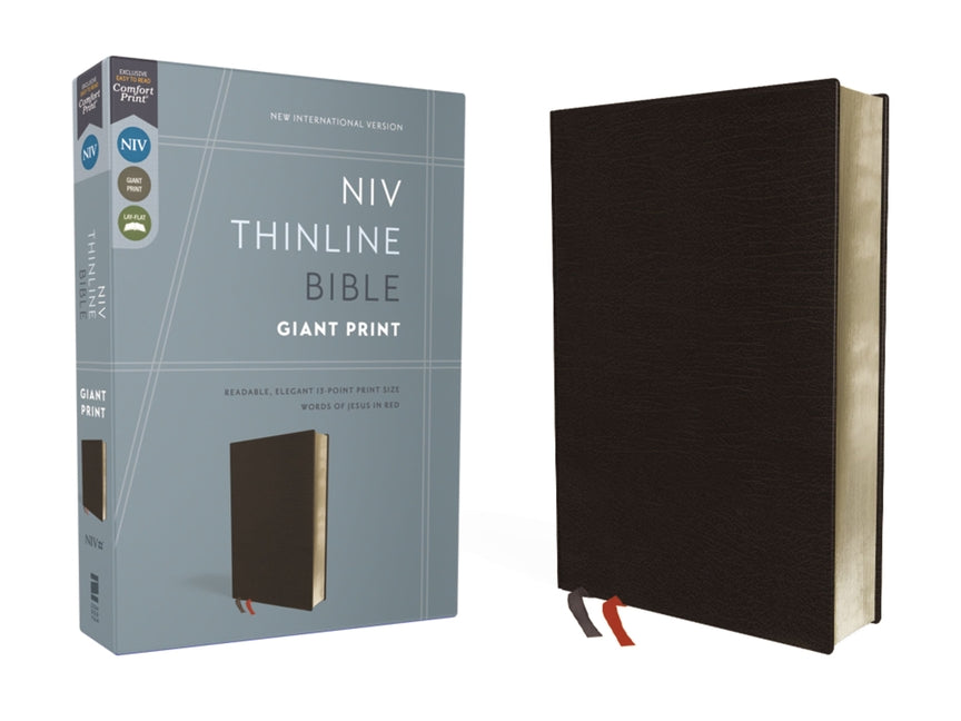 NIV, Thinline Bible, Giant Print, Bonded Leather, Black, Red Letter Edition (Special)
