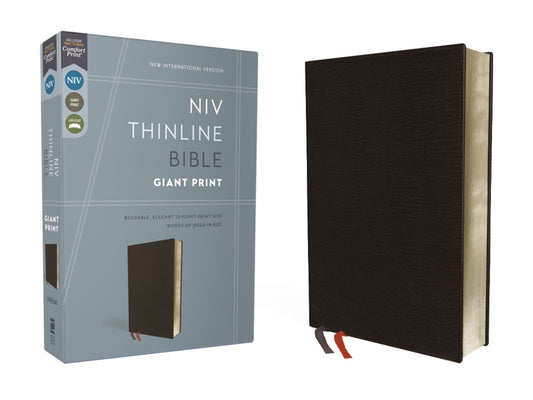 NIV, Thinline Bible, Giant Print, Bonded Leather, Black, Red Letter Edition (Special)