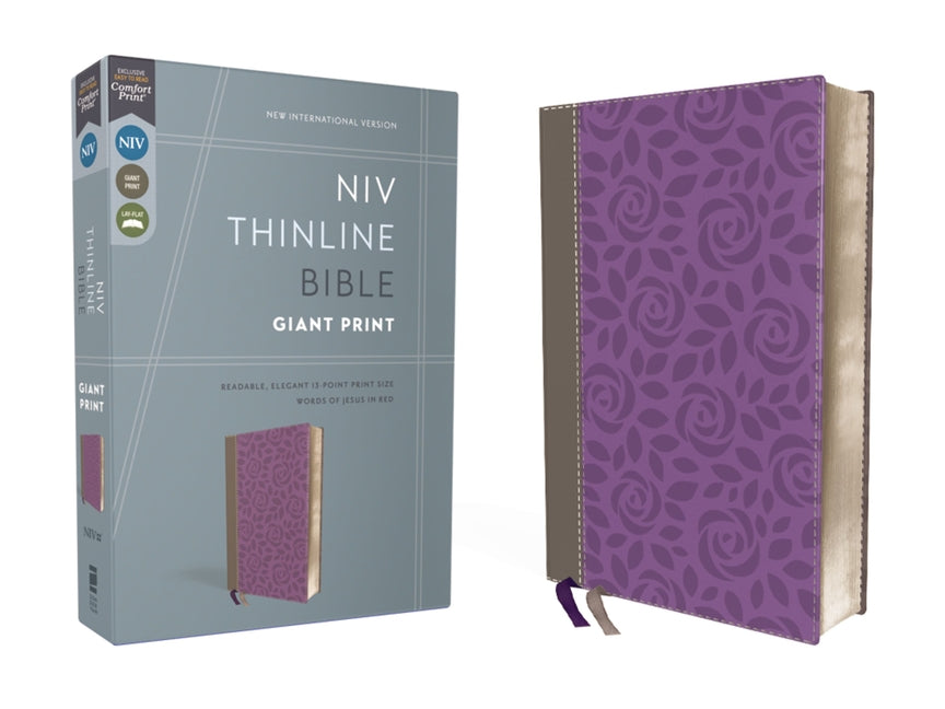 NIV, Thinline Bible, Giant Print, Imitation Leather, Gray/Purple, Red Letter Edition (Special)
