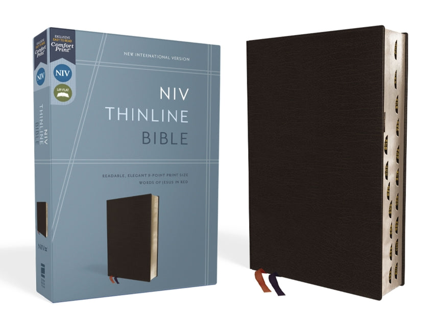 NIV, Thinline Bible, Bonded Leather, Black, Indexed, Red Letter Edition (Special)