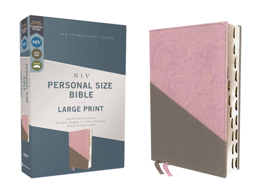 Niv, Personal Size Bible, Large Print, Leathersoft, Pink/Gray, Red Letter, Thumb Indexed, Comfort Print
