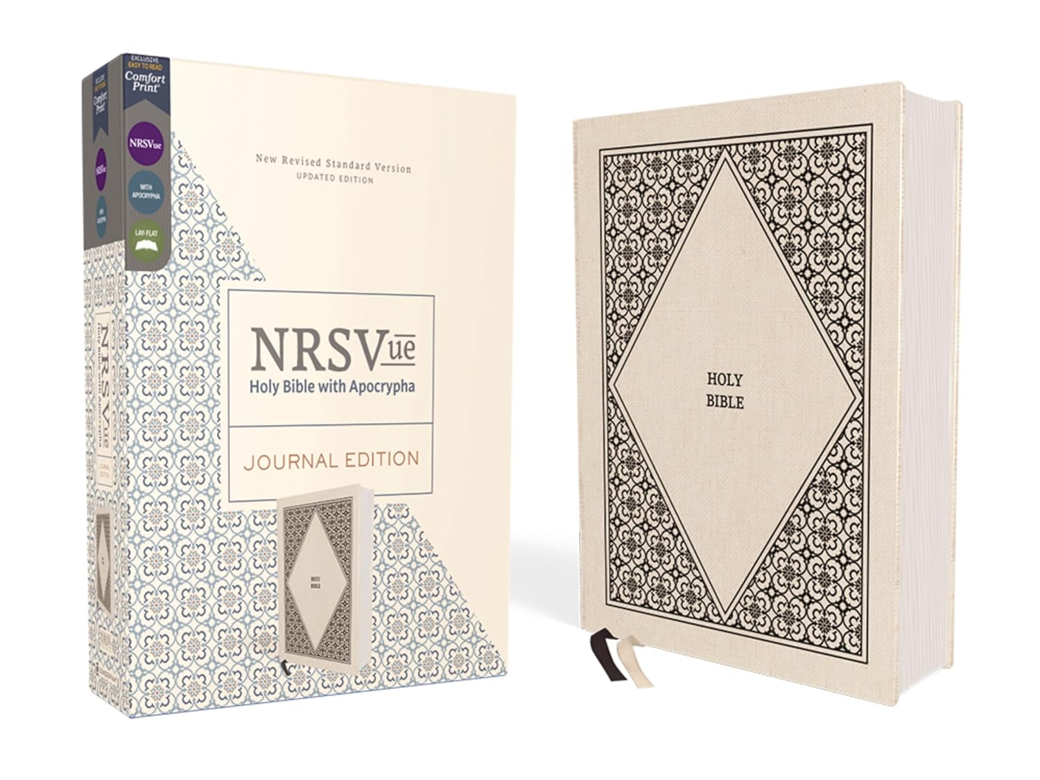 Nrsvue, Holy Bible with Apocrypha, Journal Edition, Cloth Over Board, Cream, Comfort Print