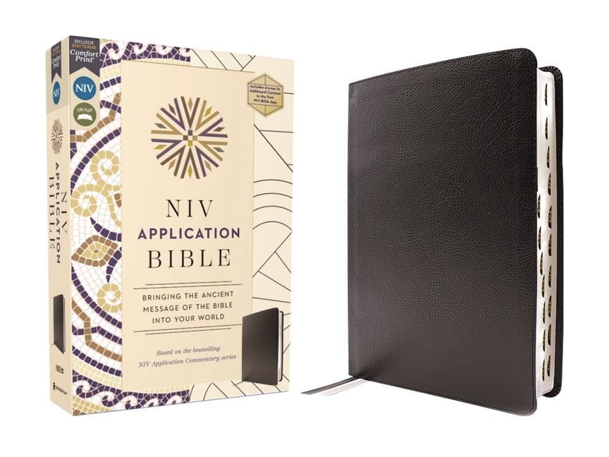 NIV Application Bible, European Bonded Leather, Black, Red Letter, Thumb Indexed, Comfort Print: Bringing the Ancient Message of the Bible Into Your W