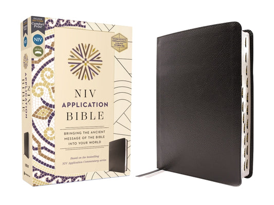 NIV Application Bible, European Bonded Leather, Black, Red Letter, Thumb Indexed, Comfort Print: Bringing the Ancient Message of the Bible Into Your W