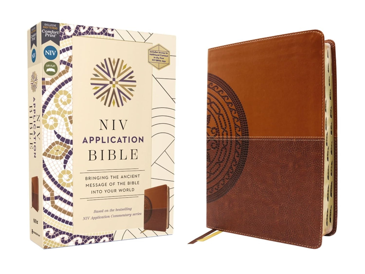 NIV Application Bible, Leathersoft, Brown, Red Letter, Thumb Indexed, Comfort Print: Bringing the Ancient Message of the Bible Into Your World