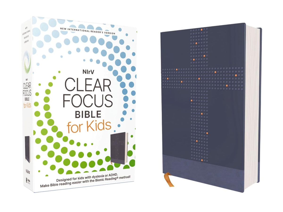 Nirv, Clear Focus Bible for Kids (Help Kids with ADHD or Dyslexia Read with Confidence), Leathersoft, Blue
