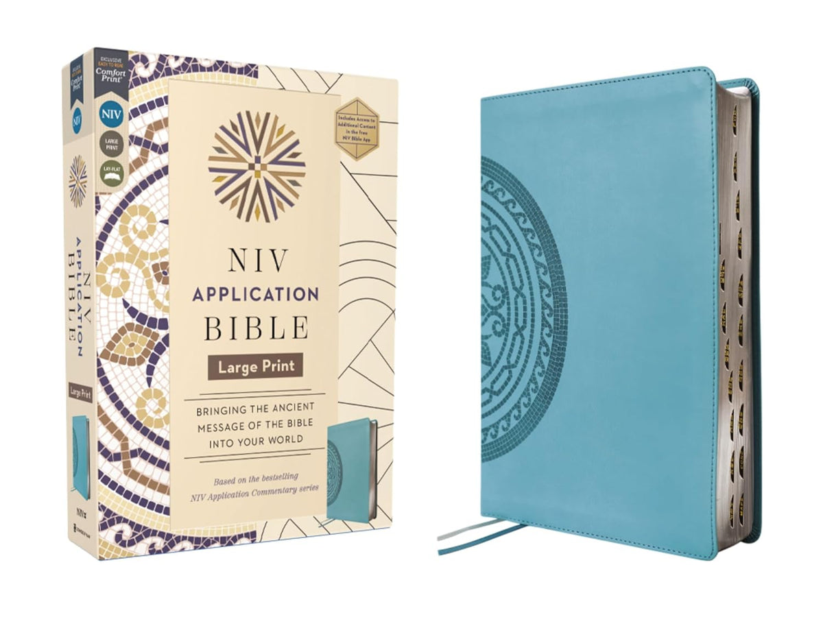 NIV Application Bible, Large Print, Leathersoft, Teal, Red Letter, Thumb Indexed, Comfort Print: Bringing the Ancient Message of the Bible Into Your W