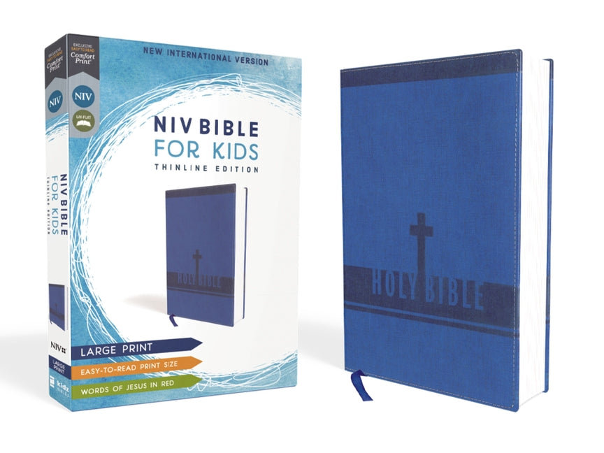Niv, Bible for Kids, Large Print, Leathersoft, Blue, Red Letter, Comfort Print: Thinline Edition (Easy-To-Read, Easy-To-Carry)
