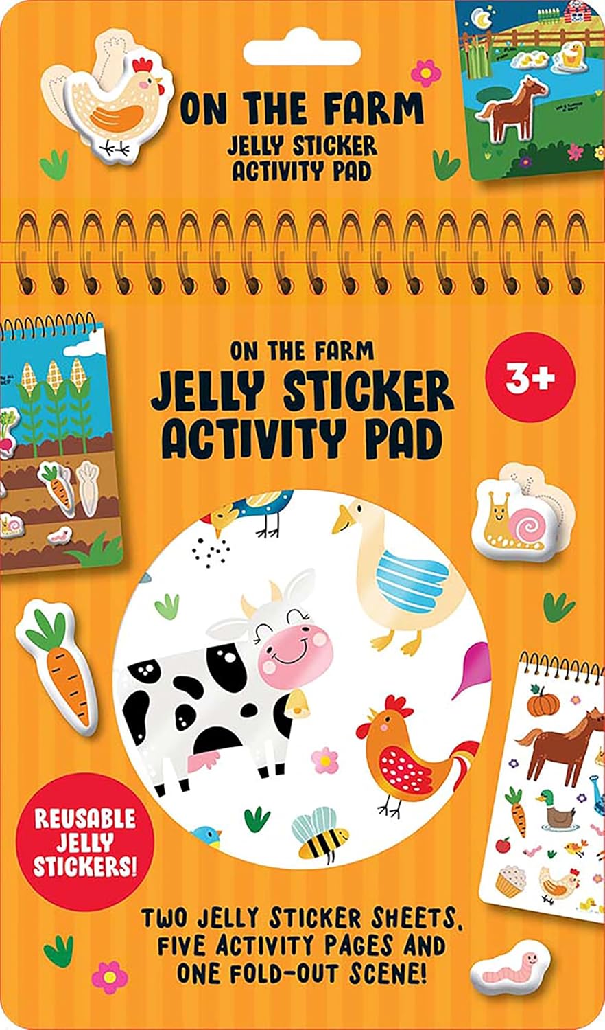 On the Farm Jelly Sticker Activity Pad: With 40 Reusable Stickers, 2 Silicone Sticker Sheets, 4 Activity Pages and 1 Fold-Out Play Scene