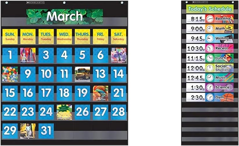 Monthly Calendar (Black) Pocket Chart